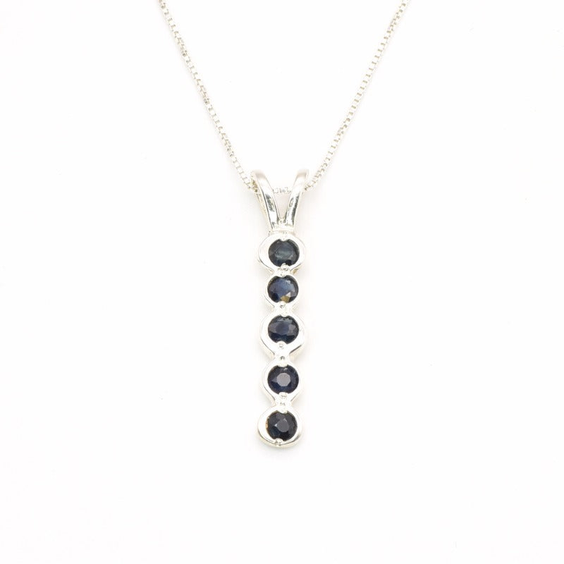 Long Blue Pendant - Natural Sapphire Necklace - September Birthstone Necklace made in 925 Sterling Silver. Ideal for everyday wear and perfect for birthday gifting and special occasions.