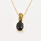 Onyx Pendant - Silver Tribal Necklace - Black Gemstone Pendant