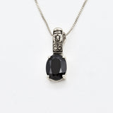 Gold Onyx Pendant - Black Onyx Necklace - Vintage Oval Necklace