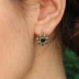 Sapphire Flower Earrings - Natural Sapphire Earrings, Blue Flower Earrings made in 18k Gold Vermeil. Ideal for everyday wear and perfect for birthday gifting and special occasions.
