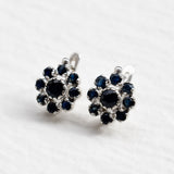 Sapphire Flower Earrings - Charming blue floral studs, crafted in 925 Sterling Silver, perfect for any occasion or everyday use.