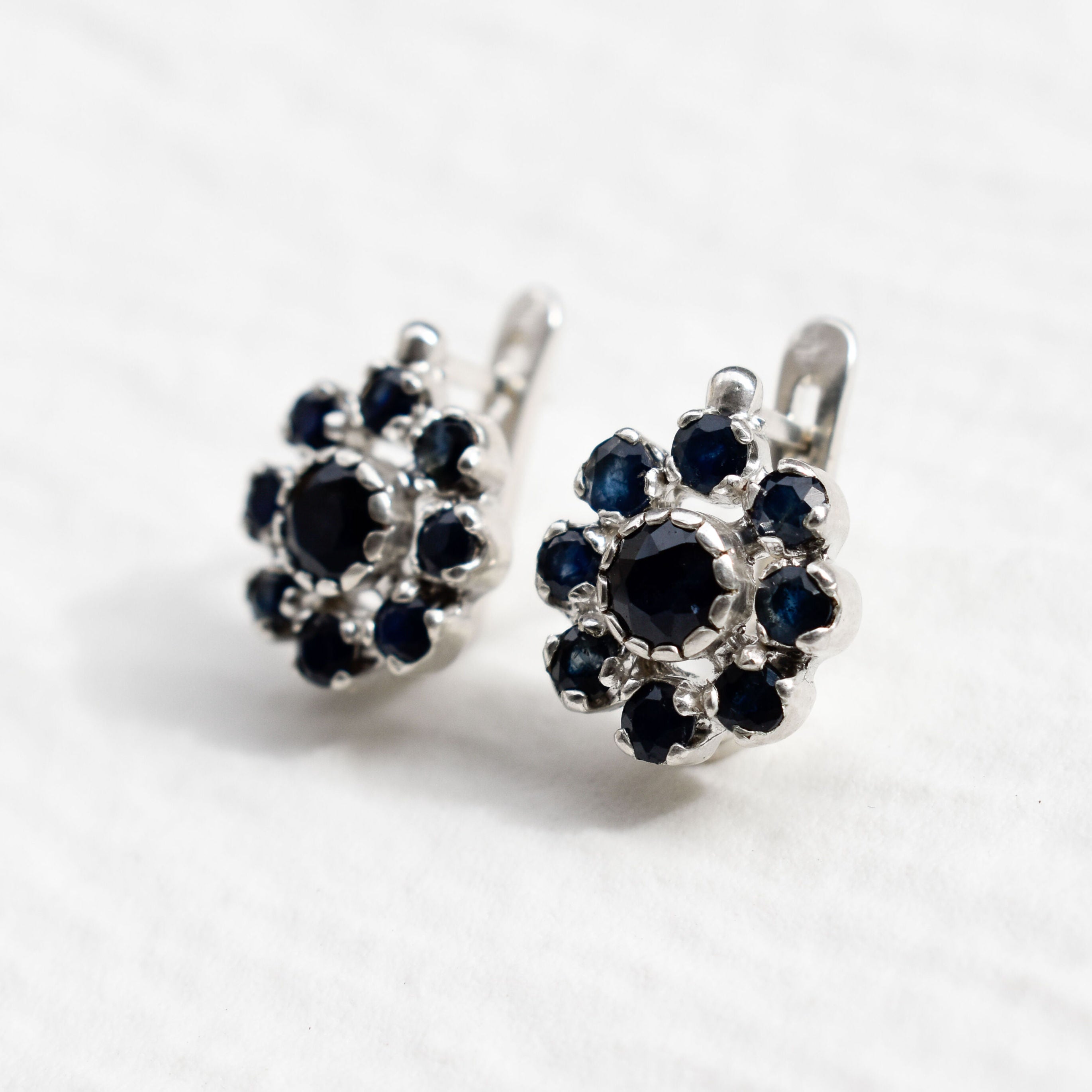 Sapphire Flower Earrings - Stunning blue daisy studs crafted in 925 Sterling Silver, ideal for gifts and everyday elegance.
