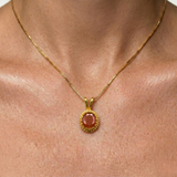 Gold Carnelian Necklace - Natural Carnelian Necklace, Gold Victorian Pendanr
