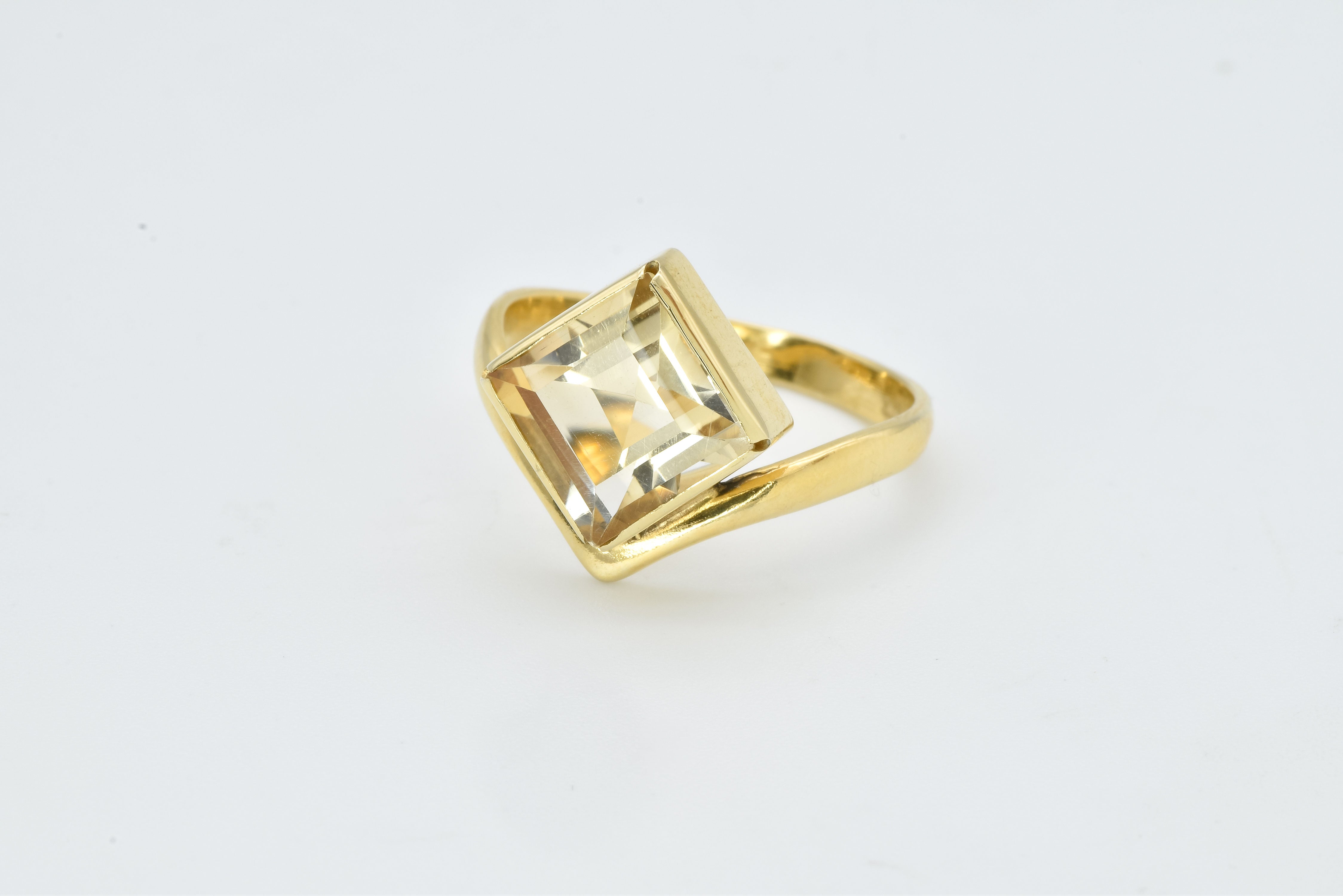 Emerald Cut Citrine Ring, Natural Citrine Ring, Gold Citrine Ring