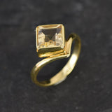 Gold Citrine Ring, Natural Citrine, November Ring, Gold Solitaire Ring, Vintage Gold Ring, Citrine Ring, Yellow Dimond Ring, 925 Silver Ring