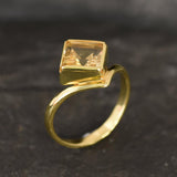 Gold Citrine Ring, Natural Citrine, November Ring, Gold Solitaire Ring, Vintage Gold Ring, Citrine Ring, Yellow Dimond Ring, 925 Silver Ring