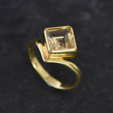 Gold Citrine Ring, Natural Citrine, November Ring, Gold Solitaire Ring, Vintage Gold Ring, Citrine Ring, Yellow Dimond Ring, 925 Silver Ring