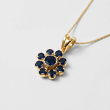 Charming Blue Flower Pendant Necklace featuring natural sapphire, crafted in 18k Gold Vermeil for stunning elegance.
