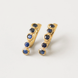 Gold Sapphire Bubble Earrings - Natural Sapphire, Long Bezel Earrings made in 18k Gold Vermeil. Ideal for everyday wear and perfect for birthday gifting and special occasions.