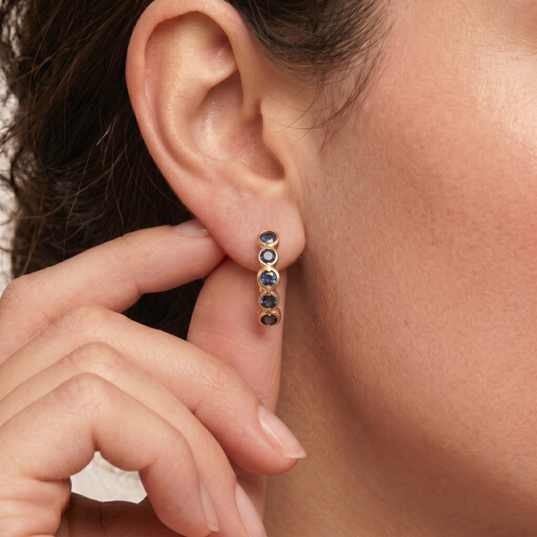 Silver Sapphire Bubble Earrings - Natural Sapphire, Elegant Drop Earrings crafted in 925 Sterling Silver for everyday elegance.