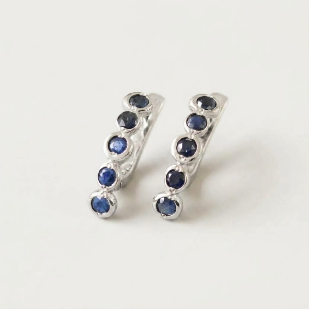 Blue Drop Earrings - Genuine Sapphire Earrings - Long Bezel Earrings made in 925 Sterling Silver. Ideal for everyday wear and perfect for birthday gifting and special occasions.