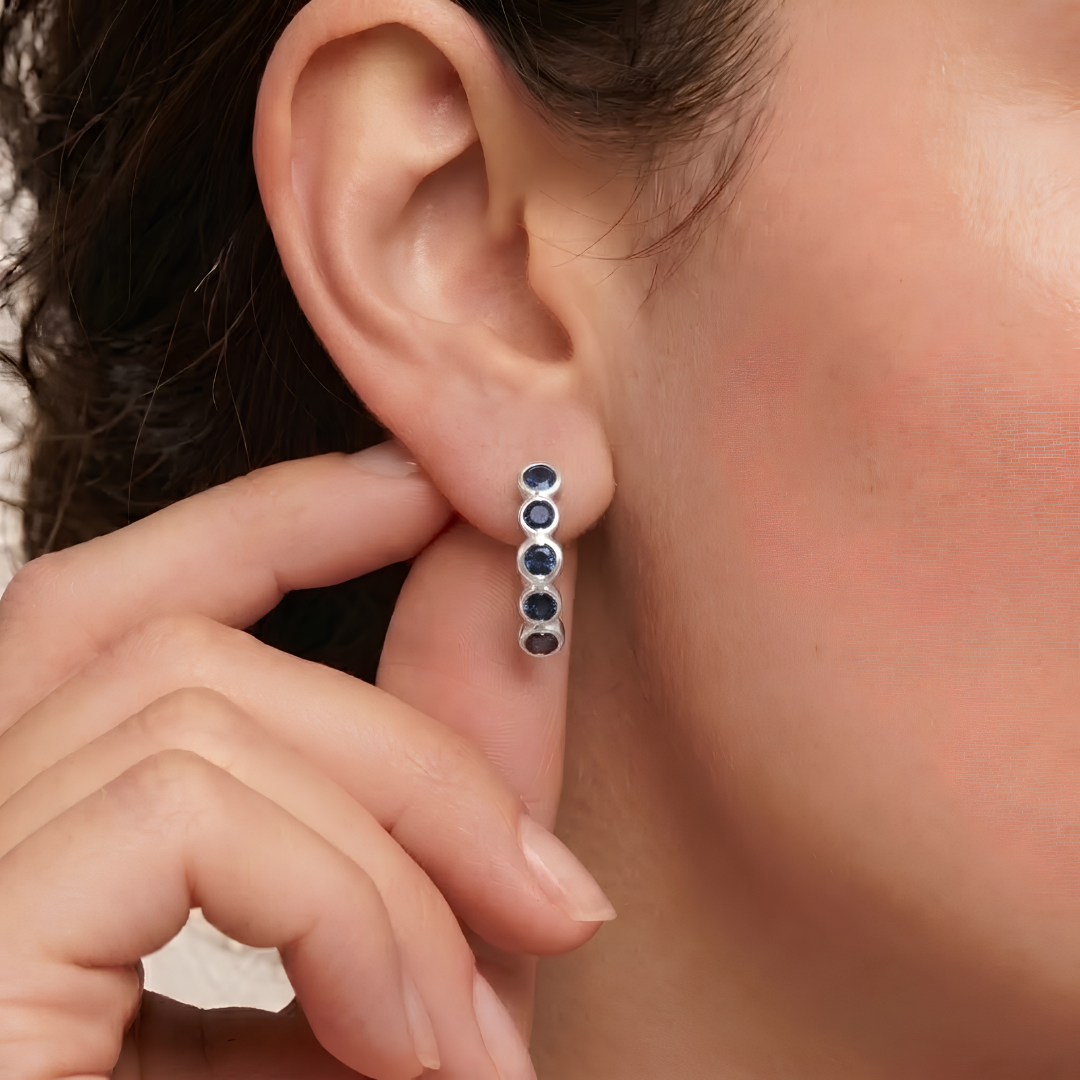 Elegant Blue Drop Earrings featuring Genuine Sapphire in 925 Sterling Silver. Perfect for everyday elegance and special occasions.