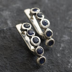 Blue Drop Earrings - Genuine Sapphire Earrings - Long Bezel Earrings made in 925 Sterling Silver. Ideal for everyday wear and perfect for birthday gifting and special occasions.