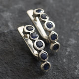 Blue Drop Earrings - Genuine Sapphire Earrings - Long Bezel Earrings made in 925 Sterling Silver. Ideal for everyday wear and perfect for birthday gifting and special occasions.
