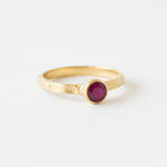 Stunning 18k Gold Vermeil ring with a vibrant Round Natural Ruby, a timeless choice for gifts and daily wear.