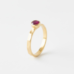 Delicate 18k Gold Vermeil ring showcasing a Round Natural Red Ruby, an exquisite option for everyday elegance and special gifts.