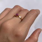 Elegant 18k Gold Vermeil ring featuring a Round Natural Red Ruby, perfect for July birthdays and special celebrations.