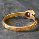 Gold Ruby Ring, Created Ruby, Ruby Solitaire Ring, Round Ruby Ring, Ruby Promise Ring, Created Ruby Ring, Red Stone Ring, Hammered Band, 18K