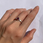 Elegant 925 Sterling Silver ring featuring a round Natural Red Ruby, perfect for birthdays and special occasions.