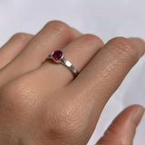 Stylish 925 Sterling Silver ring with a captivating round Natural Red Ruby, a meaningful keepsake for July birthdays.