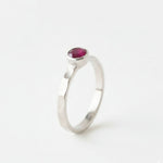 Beautiful 925 Sterling Silver ring featuring a round Natural Red Ruby, a symbol of love and passion, great for any occasion.