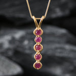 Chic 18k Gold Vermeil pendant featuring a radiant round ruby, a timeless gift that embodies love and passion for any occasion.