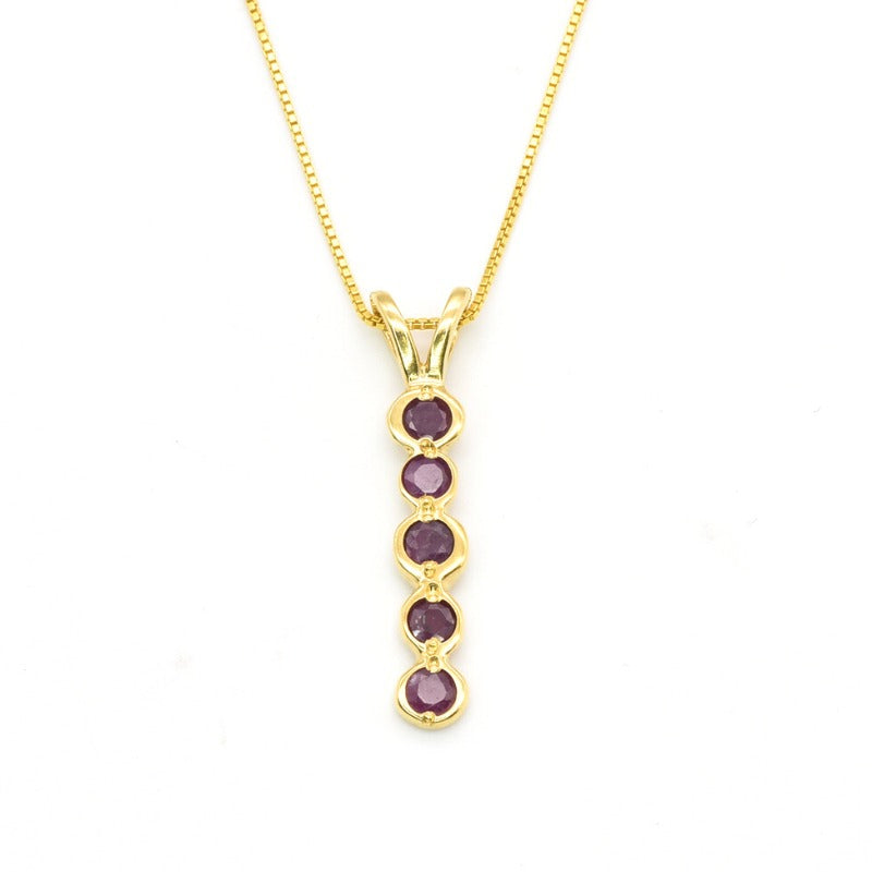 Natural Ruby Pendant made in 18k Gold Vermeil with Round Natural Red Ruby in Flush setting, July Birthstone gift idea, symbolizes nobility, purity, and passion, ideal for everyday wear and perfect for birthday gifting and special occasions.