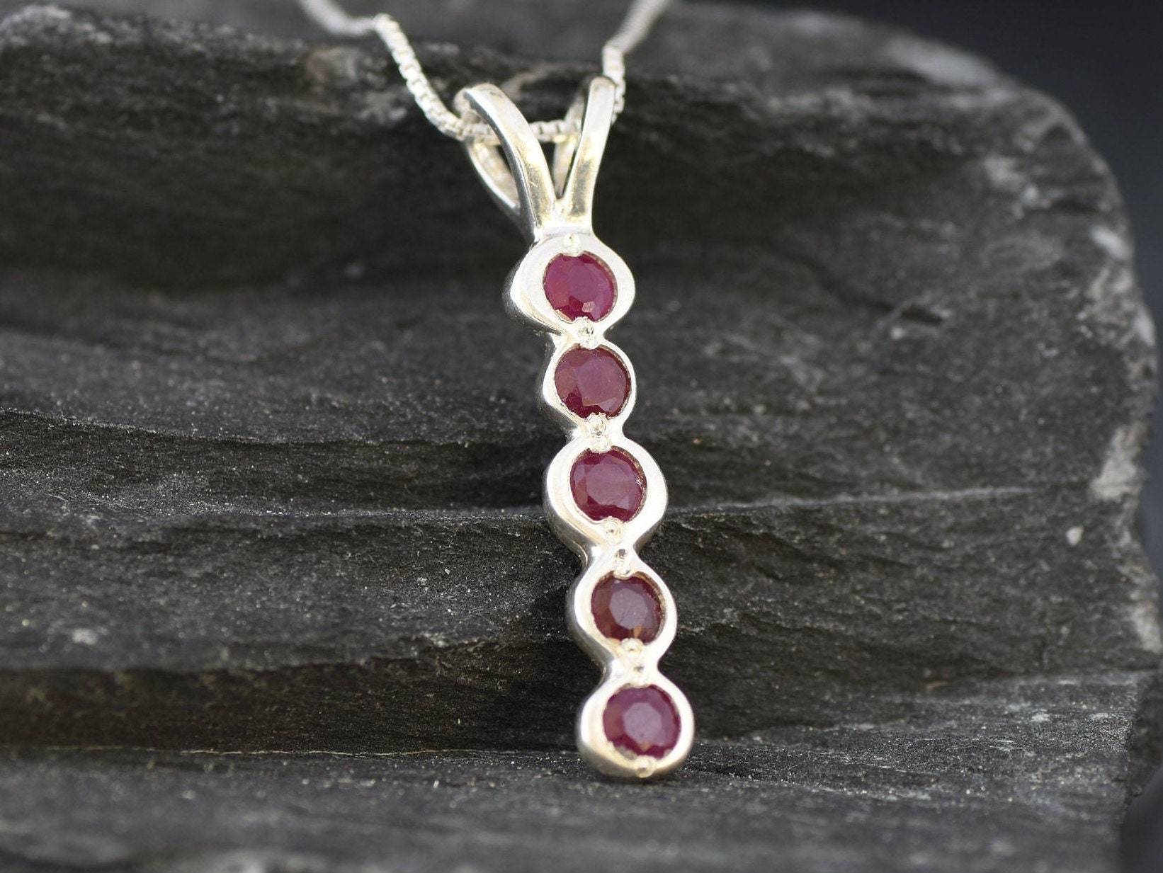 Natural Ruby Pendant made in 925 Sterling Silver with Round Natural Red Ruby in Flush setting, July Birthstone gift idea, symbolizes nobility, purity, and passion, ideal for everyday wear and perfect for birthday gifting and special occasions.
