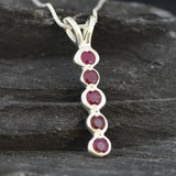 Natural Ruby Pendant made in 925 Sterling Silver with Round Natural Red Ruby in Flush setting, July Birthstone gift idea, symbolizes nobility, purity, and passion, ideal for everyday wear and perfect for birthday gifting and special occasions.