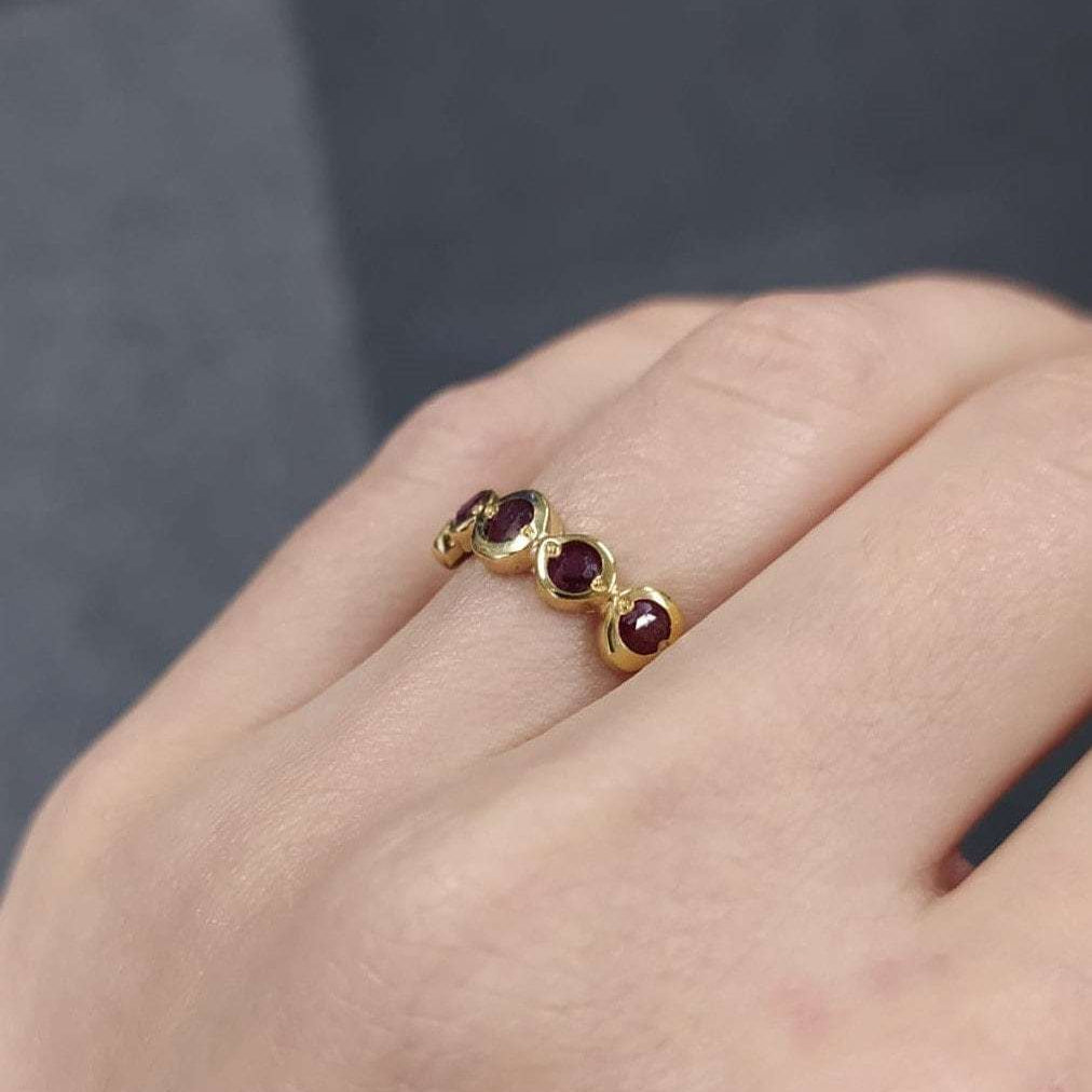 Elegant 18k Gold Vermeil Natural Ruby Ring, July birthstone symbolizing passion and purity, perfect for birthdays and special occasions.