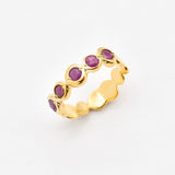 Natural Ruby Ring made in 18k Gold Vermeil with Round Natural Red Ruby in Flush setting, July Birthstone gift idea, symbolizes nobility, purity, and passion, ideal for everyday wear and perfect for birthday gifting and special occasions.