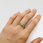 Charming 18k Gold Vermeil Ring with a vibrant Created Green Emerald, ideal for May birthdays and stylish everyday wear.