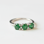 Stunning Created Emerald Ring in 925 Sterling Silver, showcasing a Three-Stone setting—ideal for special occasions and gifts.