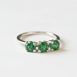 Stunning Created Emerald Ring in 925 Sterling Silver, showcasing a Three-Stone setting—ideal for special occasions and gifts.