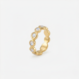 Five Stone Rainbow Moonstone Bubble Ring in Gold Vermeil