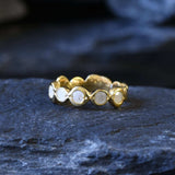 Gold Moonstone Ring, Natural Rainbow Moonstone, June Birthstone, Gold Bubble Band, Moonstone Band, Stackable Band, Bezel Band, Boho Ring