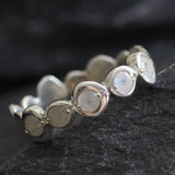 Gold Moonstone Ring, Natural Rainbow Moonstone, June Birthstone, Gold Bubble Band, Moonstone Band, Stackable Band, Bezel Band, Boho Ring(2)