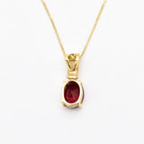 Gold Ruby Pendant, Created Ruby, Red Boho Pendant, Vintage Pendant, Ruby Necklace, Vertical Pendant, Long Red Pendant, Gold Plated Vermeil