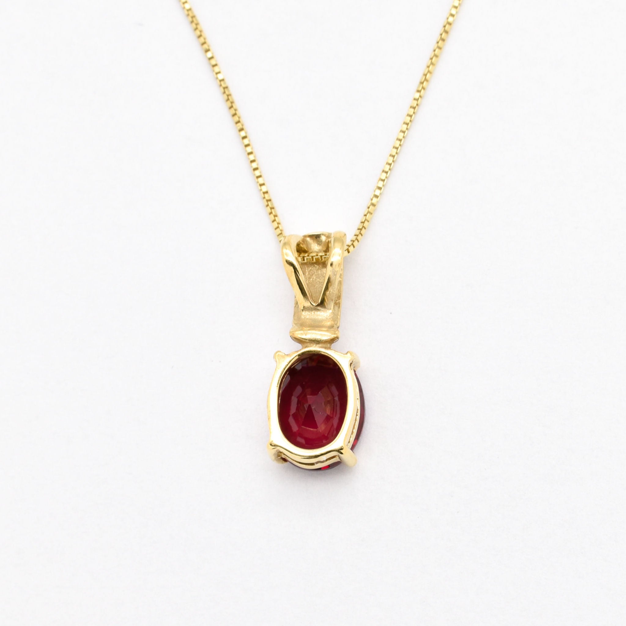 Gold Ruby Pendant, Created Ruby, Red Boho Pendant, Vintage Pendant, Ruby Necklace, Vertical Pendant, Long Red Pendant, Gold Plated Vermeil