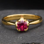 Solitaire Ruby Ring, Promise Ruby Ring, Gold Ruby Ring, Engagement Ruby Ring, Created Ruby, Gold Ruby Band, Red Diamond Ring,18K Gold Plated