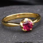 Solitaire Ruby Ring, Promise Ruby Ring, Gold Ruby Ring, Engagement Ruby Ring, Created Ruby, Gold Ruby Band, Red Diamond Ring,18K Gold Plated