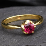 Solitaire Ruby Ring, Promise Ruby Ring, Gold Ruby Ring, Engagement Ruby Ring, Created Ruby, Gold Ruby Band, Red Diamond Ring,18K Gold Plated