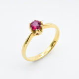 Created Ruby Ring made in 18k Gold Vermeil with Round Created Red Ruby in Solitaire setting, July Birthstone gift idea, symbolizes nobility, purity, and passion, ideal for everyday wear and perfect for birthday gifting and special occasions.