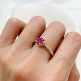 Elegant Ruby Solitaire Ring in 925 Sterling Silver, perfect July birthstone gift to symbolize love and passion.