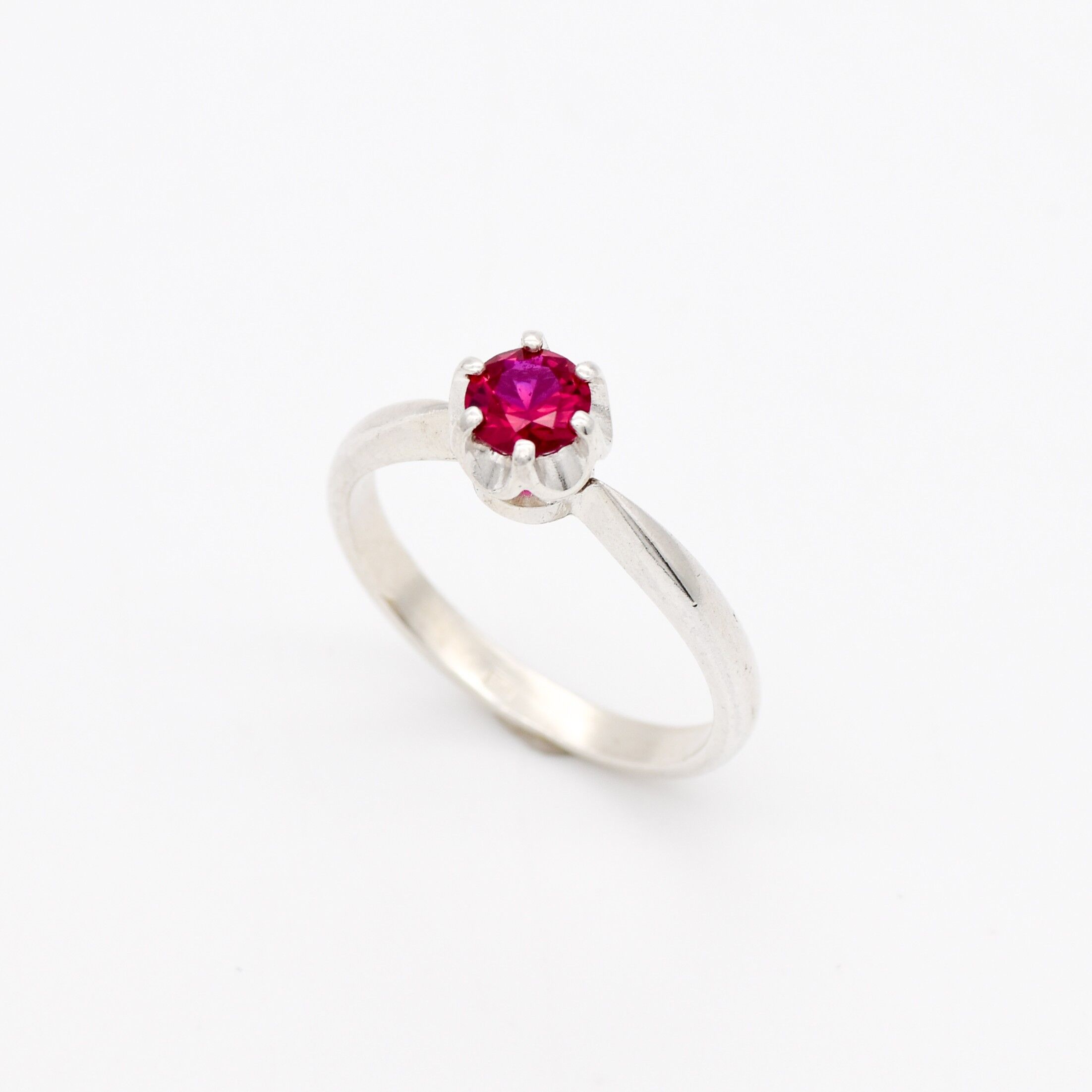 Stunning Created Ruby Ring in 925 Sterling Silver, ideal July birthday gift representing nobility and purity.