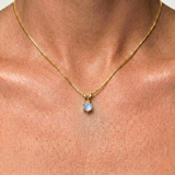 Gold Moonstone Pendant - Rainbow Moonstone Necklace - Gold Dainty Pendant