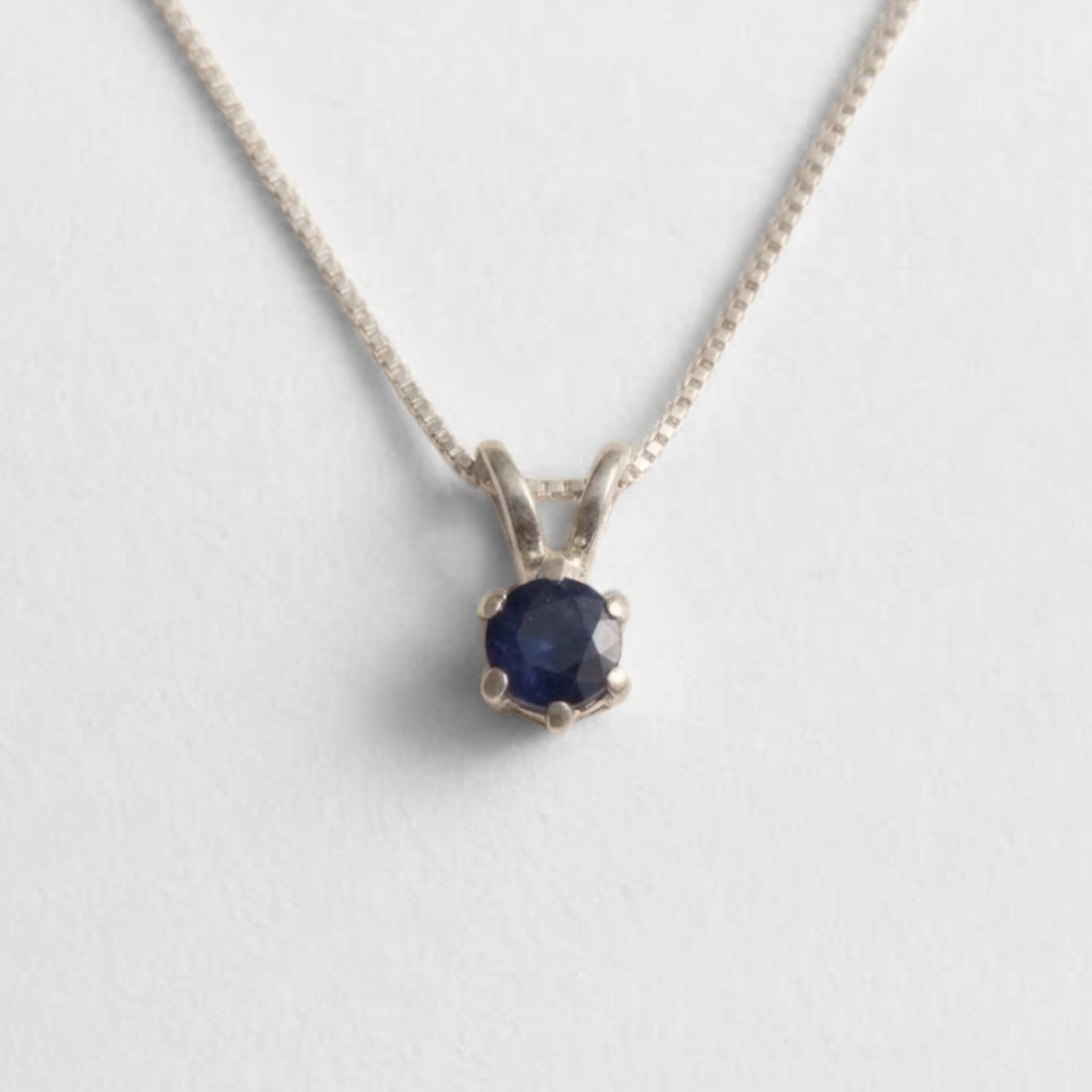 Dainty Sapphire Pendant - Natural Sapphire Necklace - Blue Minimalist Necklace made in 925 Sterling Silver. Ideal for everyday wear and perfect for birthday gifting and special occasions.