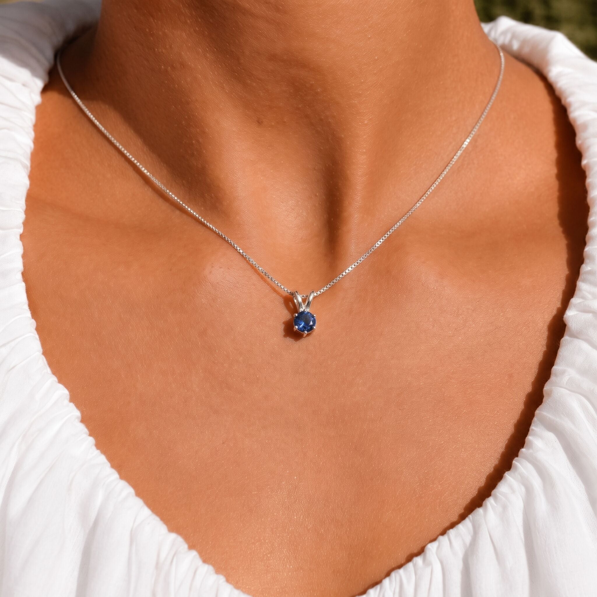 Elegant Blue Sapphire Pendant Necklace in 925 Sterling Silver - Perfect for daily wear and special occasions.