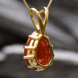 Gold Carnelian Pendant - Genuine Carnelian Necklace, Red Teardrop Pendant