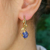 Long Blue Earrings - Natural Tanzanite Earrings, Blue Leaf Earrings